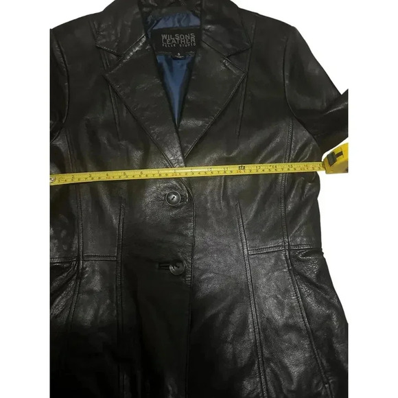 Wilsons Pelle Studio Leather Jacket Women's Size S Black 2 Button Tapered Waist - Picture 6 of 7